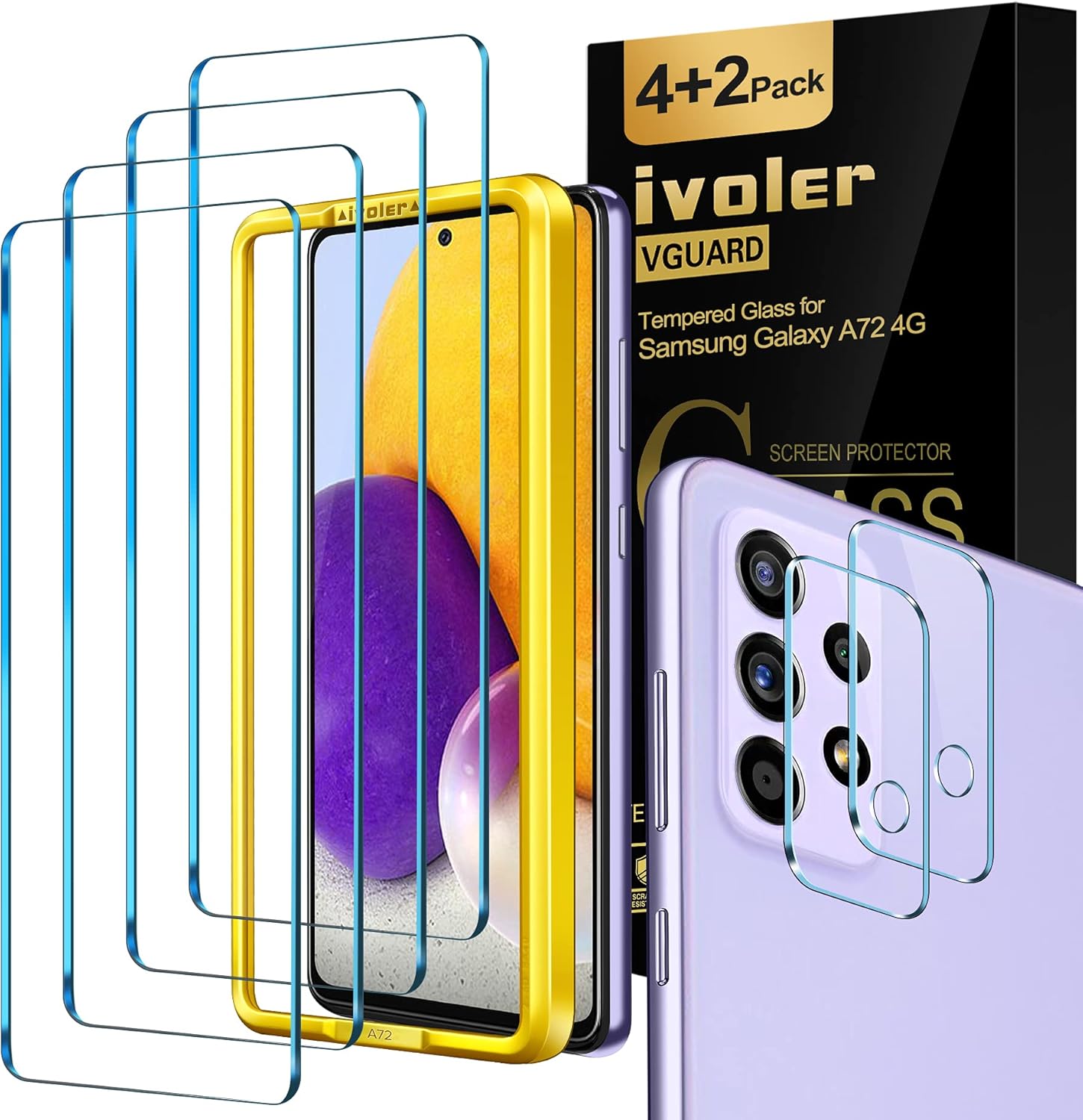 [6 Pack] iVoler [4 Pack] Screen Protector for Samsung