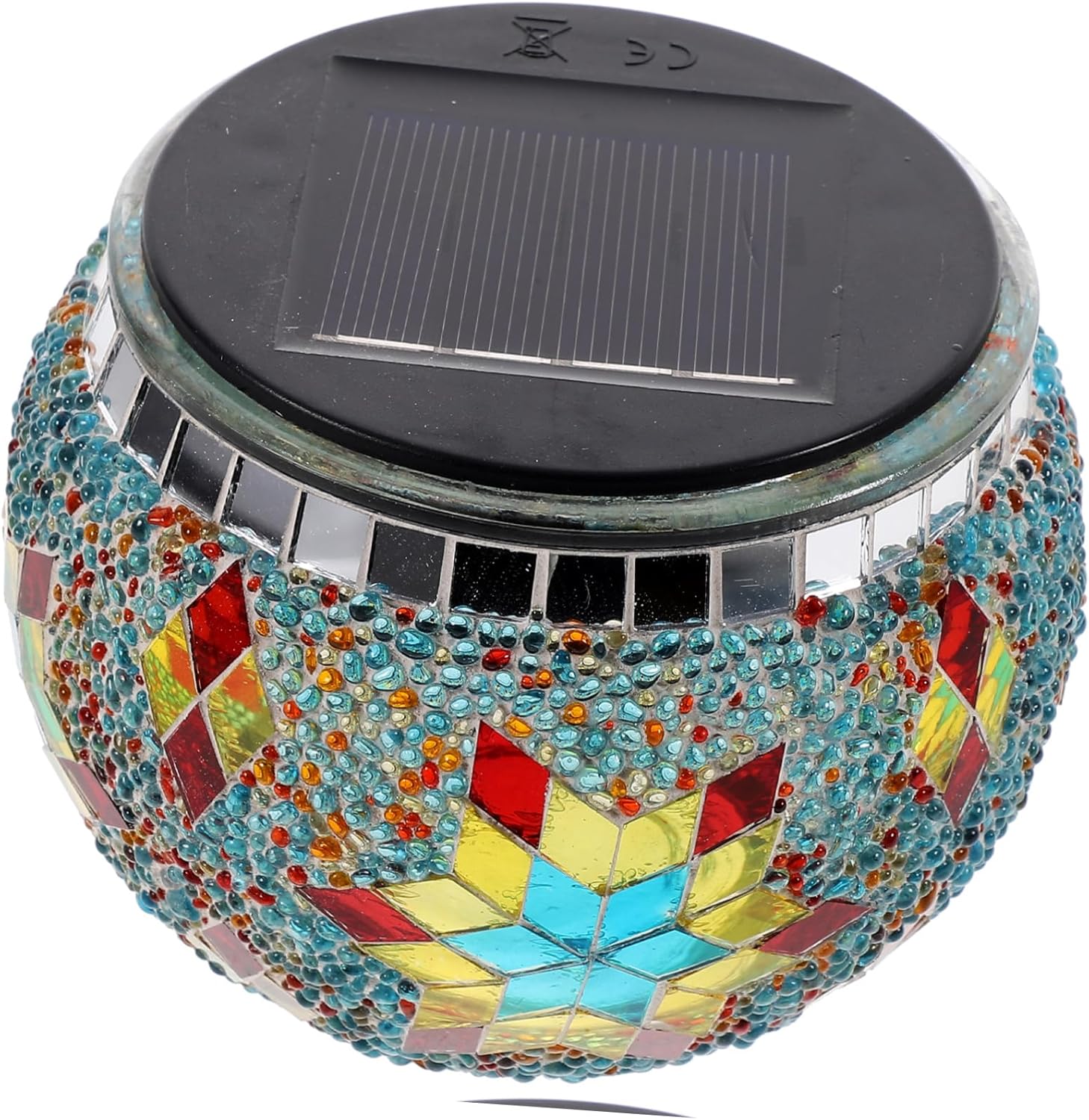 BESPORTBLE Mosaic Light Solar Garden Lights Outdoor Walkway Lighting Patio Decor Mosaic Solar Garden Lights Globe Solar Garden LED Light Garden Solar Patio Pathway Light Lantern Marker Glass