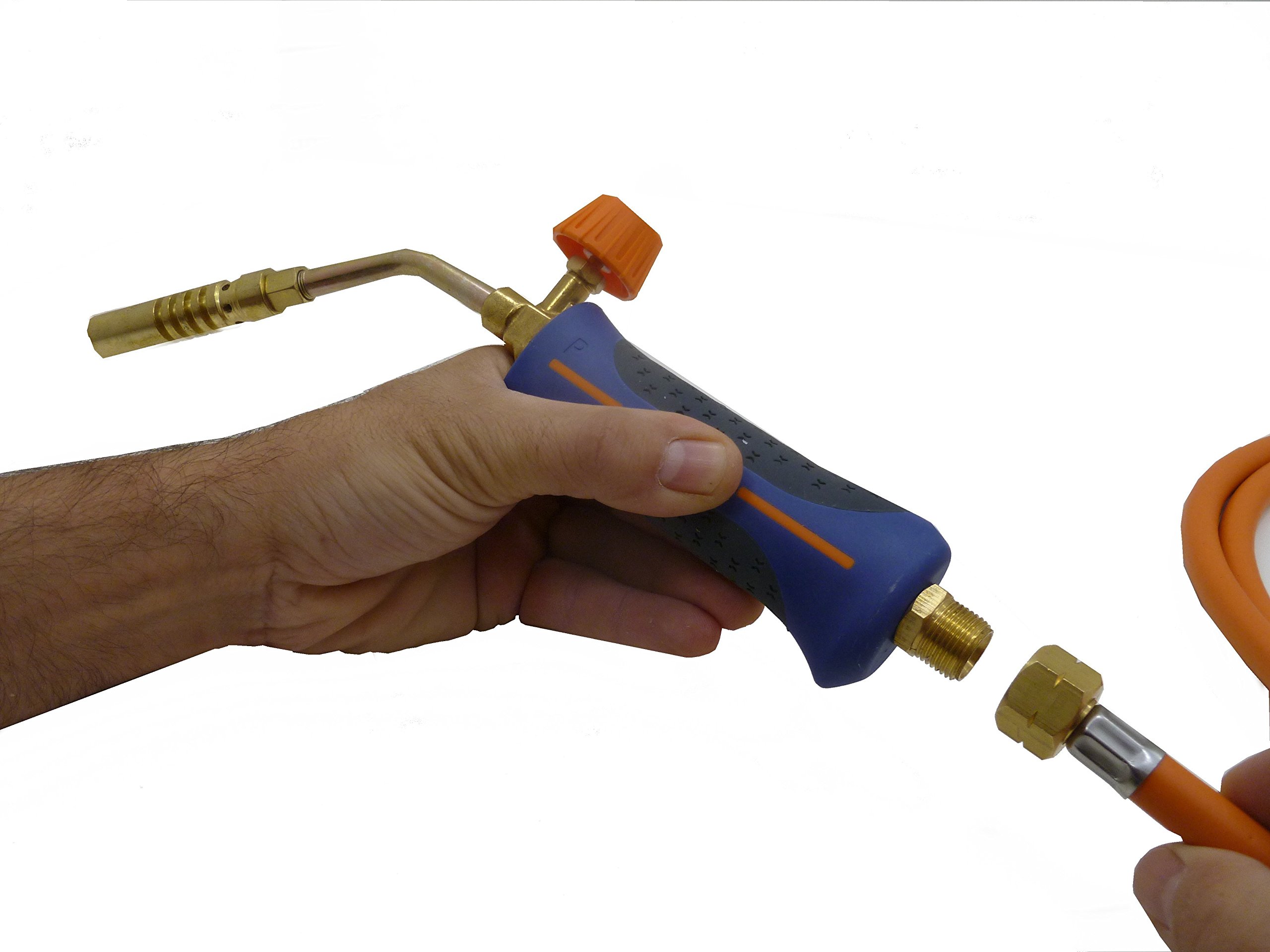 S&M Hembra 3/8" Izq- 21.8 Izq Tubo Flexible Gas Reforzado, Naranja, 322068