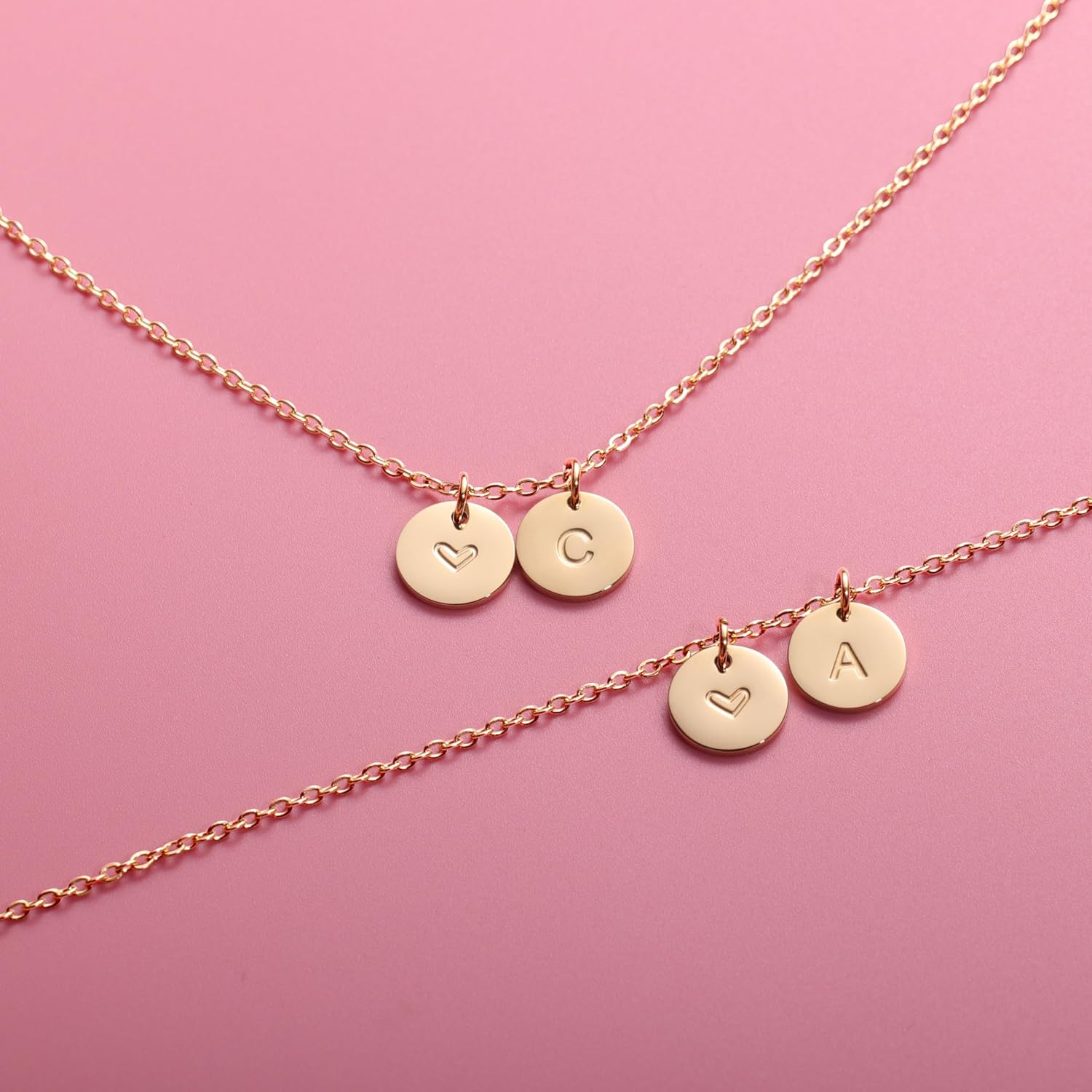 Tiny Initial Heart Necklace,Dainty Personalized Letter Heart Necklace for Women,18K Gold Plated - Image 3