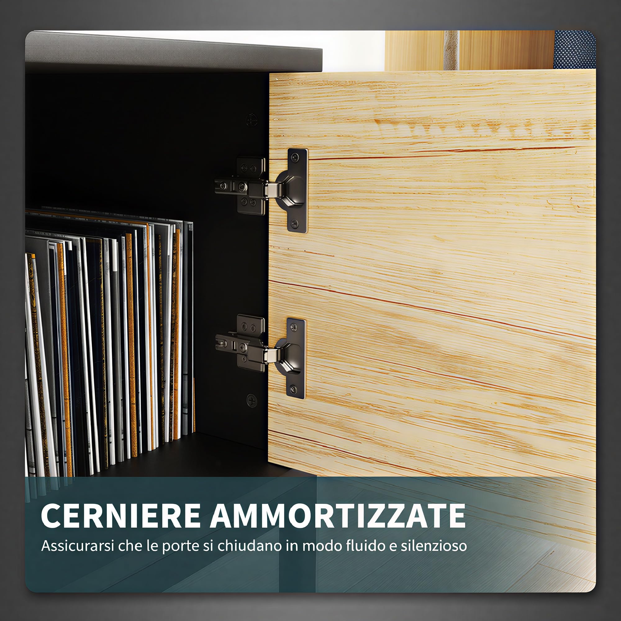 HOMCOM Mobile Porta TV 60" con Armadietto, 2 Cassetti e Ripiani Regolabili, Mobile TV con 2 Aperture Passacavi in Legno per Soggiorno e Salotto, 140x35x45 cm, Legno Naturale e Nero