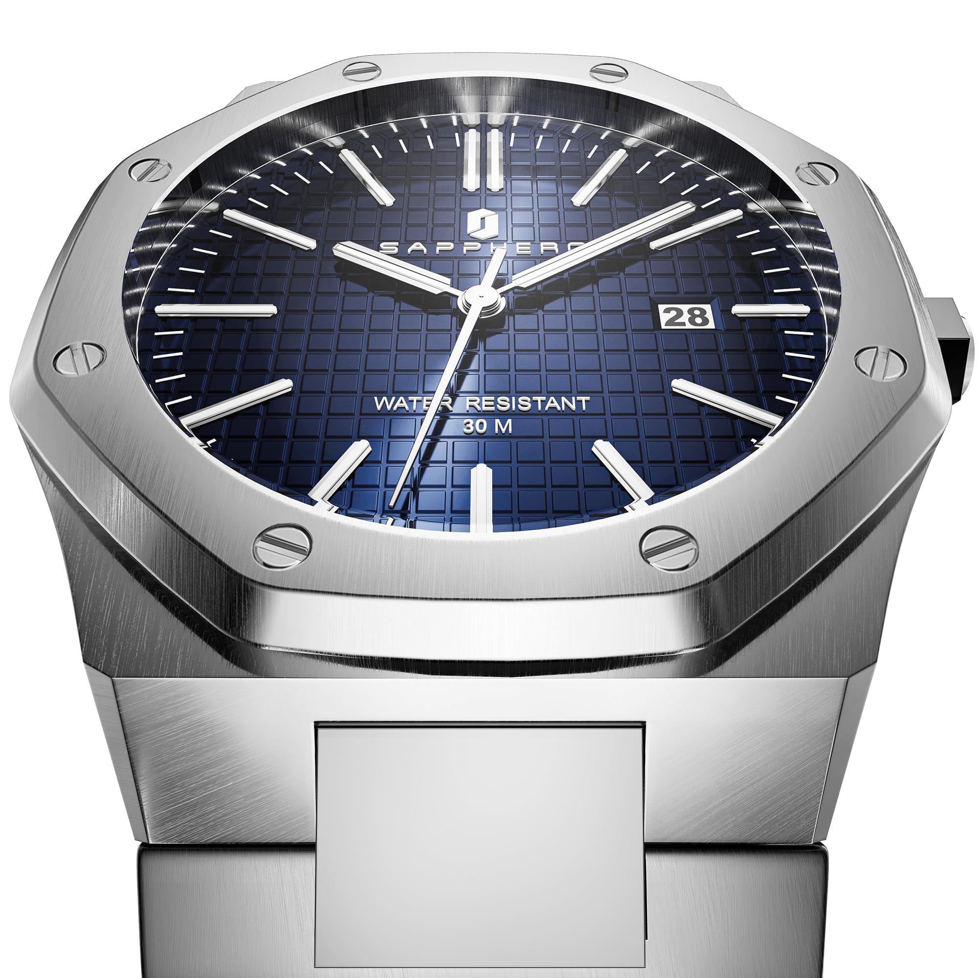 SAPPHERO Orologio da uomo in acciaio inox 50 m impermeabile ottagonale analogico giapponese al quarzo classico lusso business casual moda orologi da uomo elegante regalo