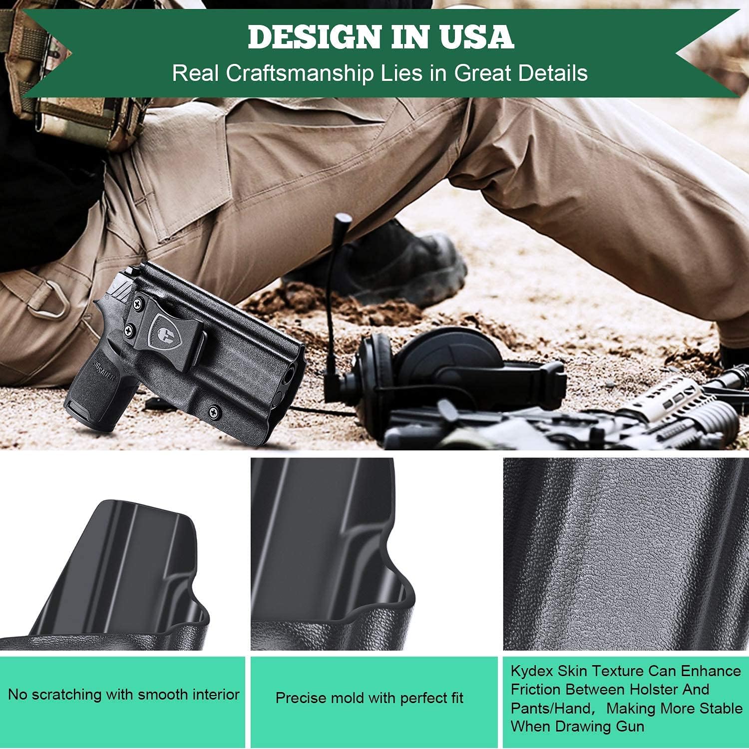WARRIORLAND IWB Kydex Holster, Fits Sig Sauer P320 Compact / M18 / P320 X Carry/Xcompact / P320 Full Size / M17 Pistols, Inside Waistband Concealed Carry Holster, Adj. Cant & Posi-Click Retention