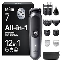 Braun Rasoio Elettrico Barba e Capelli Serie 7, Accessori AIO7545 Grigio