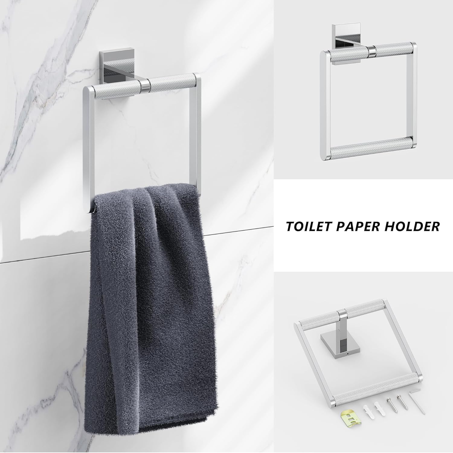Bathroom Hardware Set Bathroom Accessories Set Including 24" Hand Towel Bars, Toilet Paper Holders, Towel Rings, Robe Towel Hooks (3pcs, Brushed Nickel)