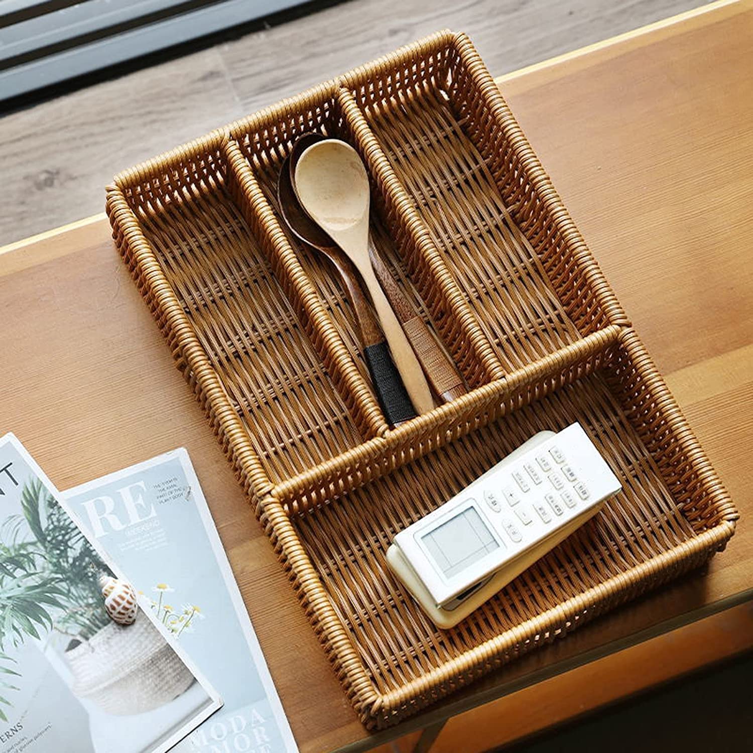 4 Organisateurs Tiroir Heozhuyi 22.7x8cm - Range-Couverts, Acier Allié Noir - Modulables à Emboîter