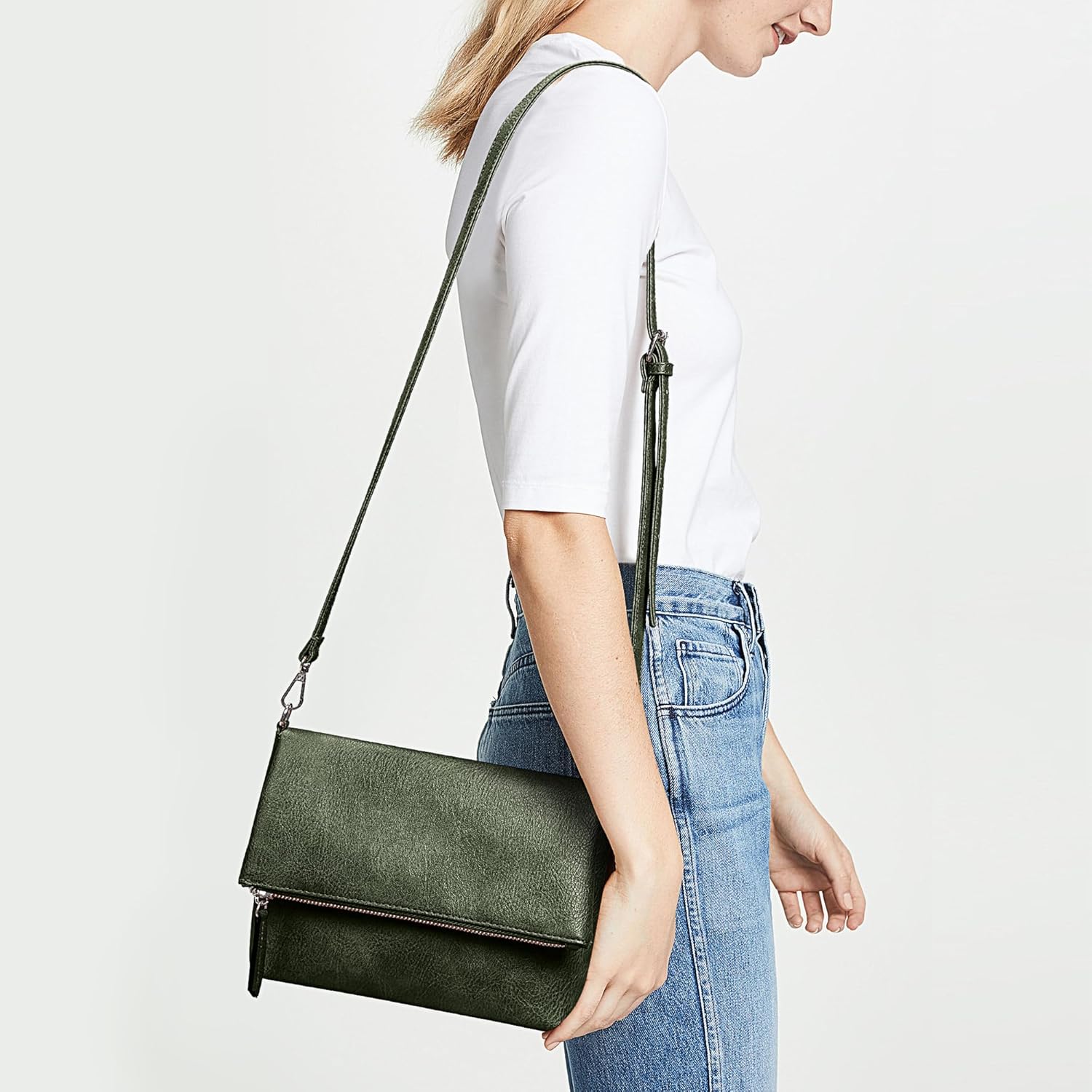 KALIDI Vintage Vegan Leather Crossbody Bag PU Shoulder Bag Handbag Multiple Pockets Adjustable Removable Strap Women - Image 4