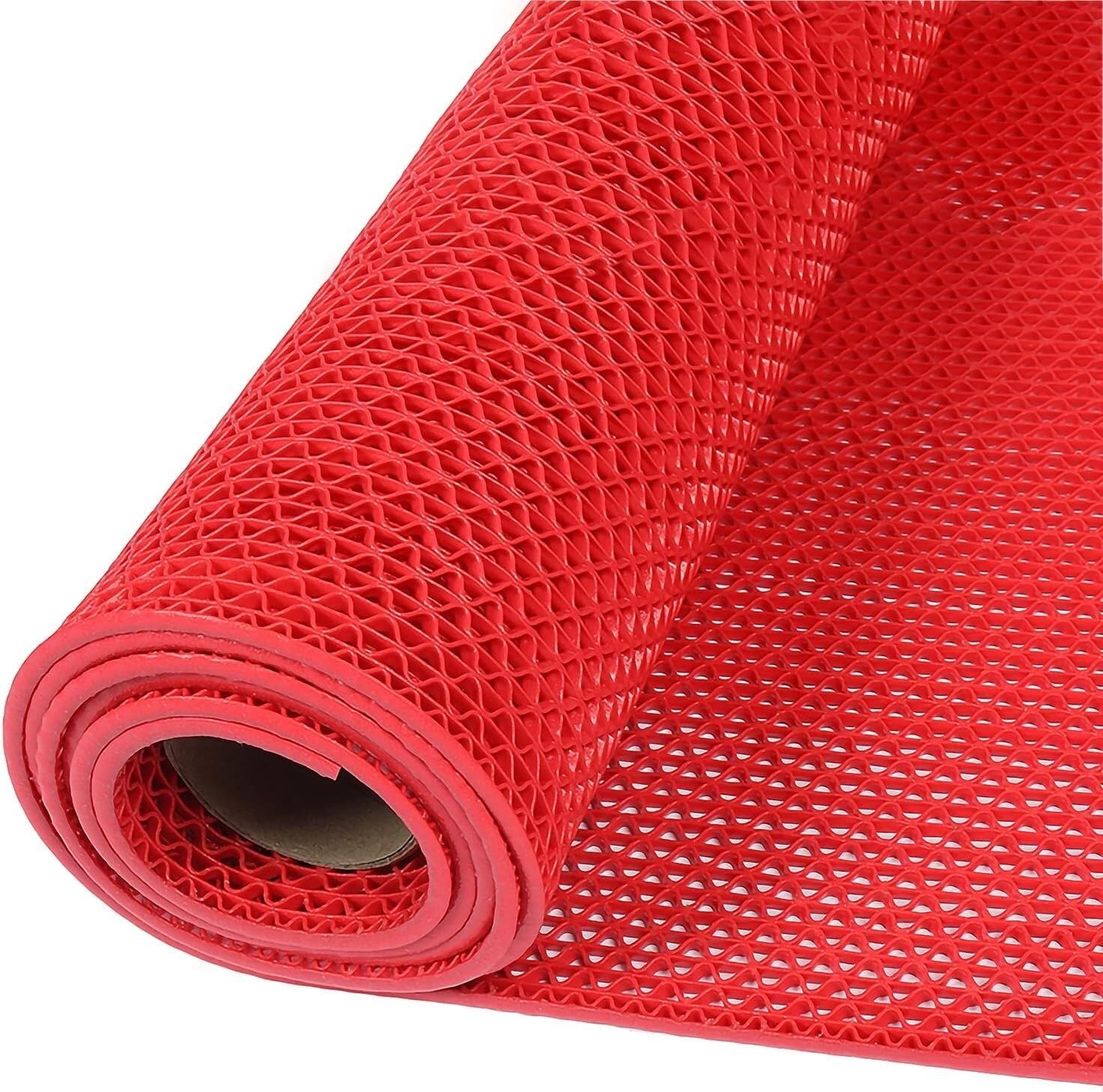 Hpthly Red Drainage Mat Pvc Non-Slip Wet Area Floor Mat, 5Mm Thick Door Mat For Indoor Outdoor Swimming Pool Bathroom,-90Cmx300cm