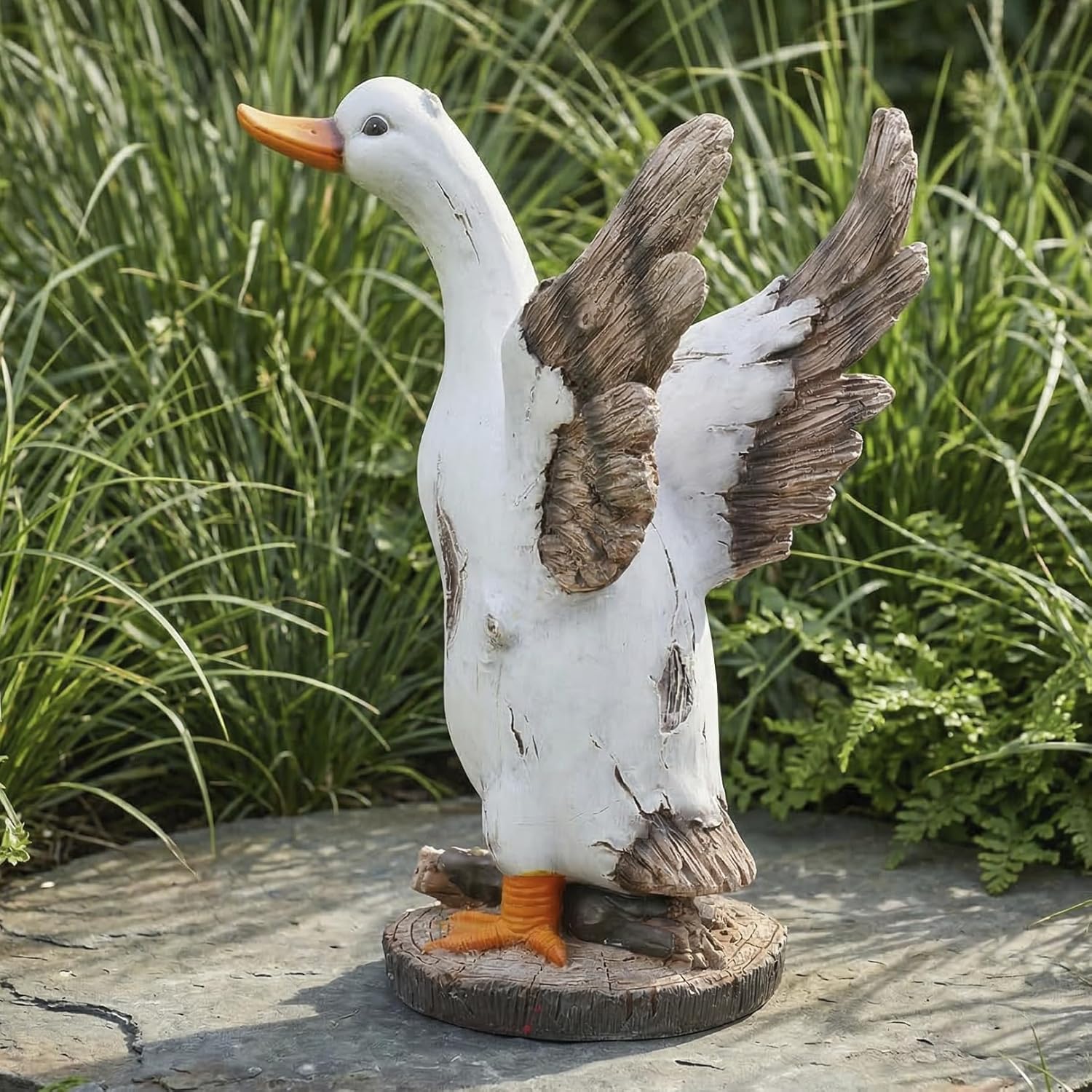 Elenon Funny Garden Duck Decorative for Outdoor, Adorable Flower Bed Decor Goose Statue, Yard Patio Art Decor Sculptures Table Ornament