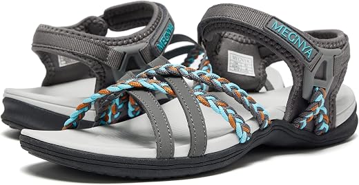 MEGNYA Hiking Sandals for Women, Comfortable Walking Sandals Hook Loop Strap, Sports Lightweight Slides