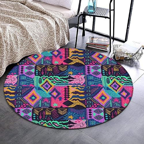 Miniatura 2 de Alfombra redonda de espuma viscoelástica, tapete de entrada bohemio abstracto, 60 pulgadas de diámetro, tapetes de spa antideslizantes de primera