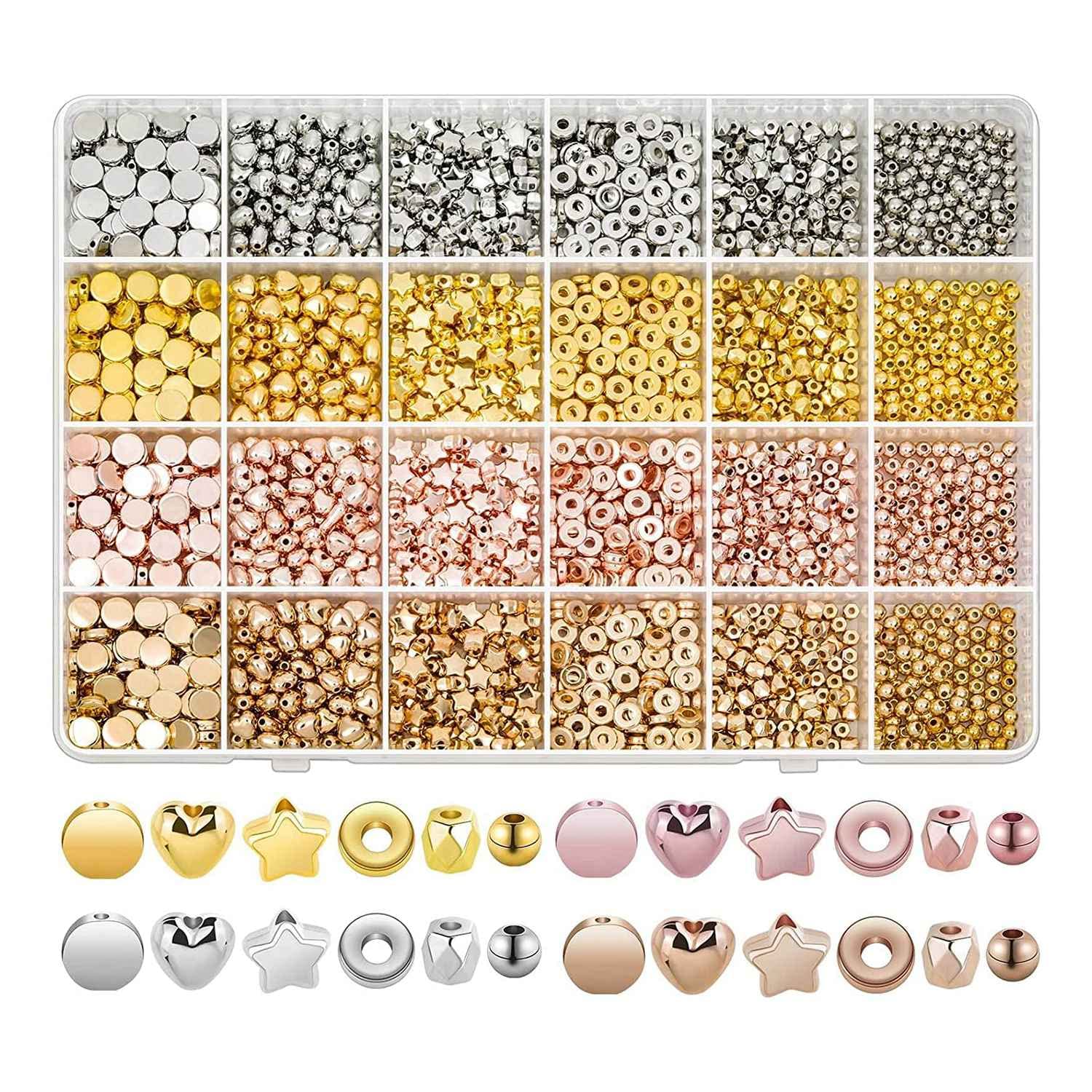 Wisyurt 2160 Pieces Spacer Beads Set Assorted Bracelet Beads Plastic for Bracelet Jewelry
