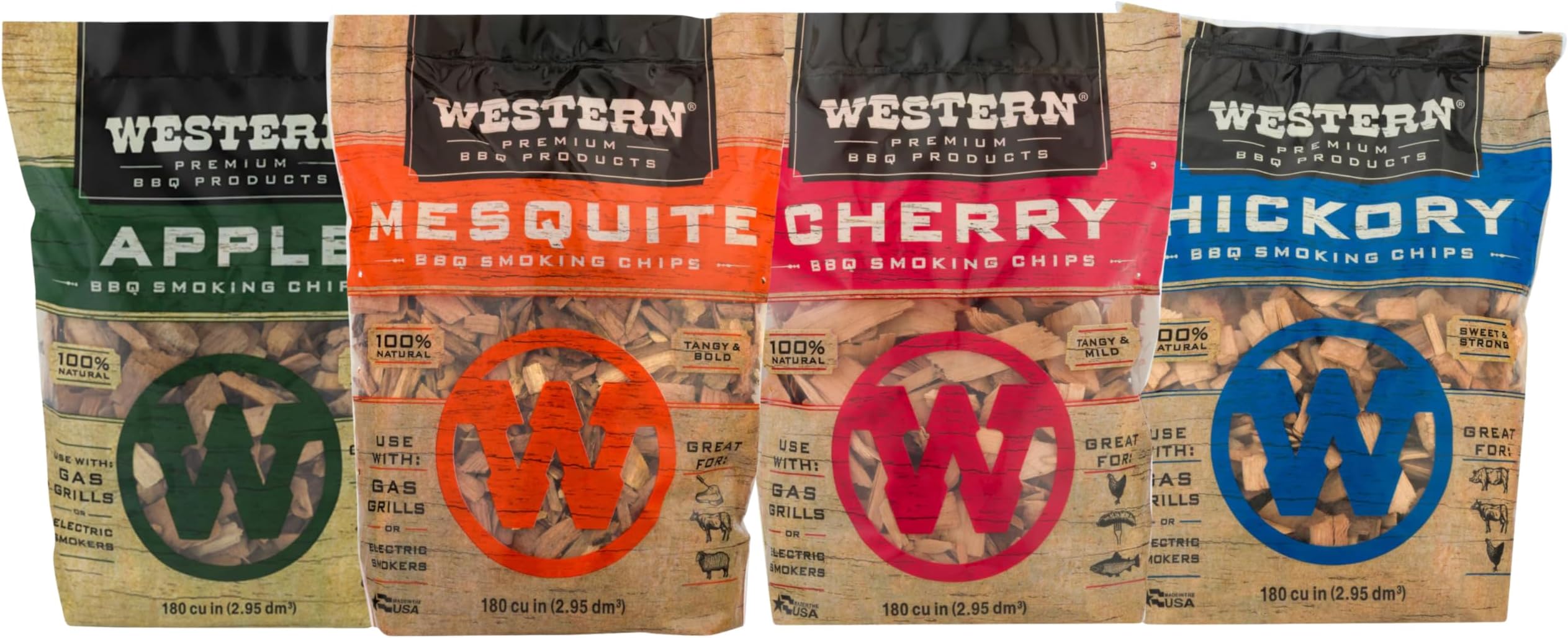 Western BBQ Smoking Wood Chips Variety Pack 4-Pack
