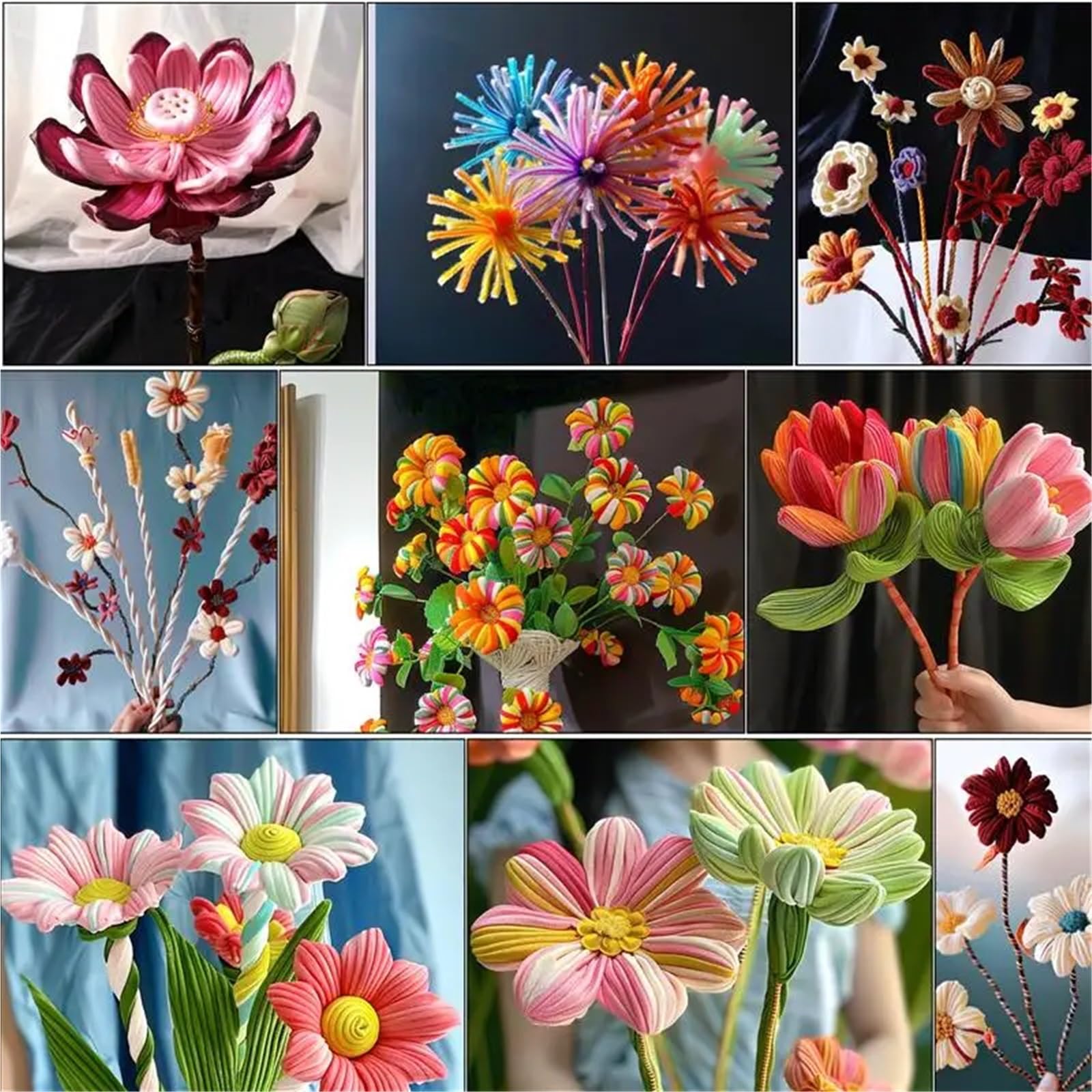 Tiges de Chenille, 200/300/500 pièces, fil, bande, tissu feutré multicolore, fournitures bricolage faites à la main Pour DIY Artisanat(Pink,300pcs)