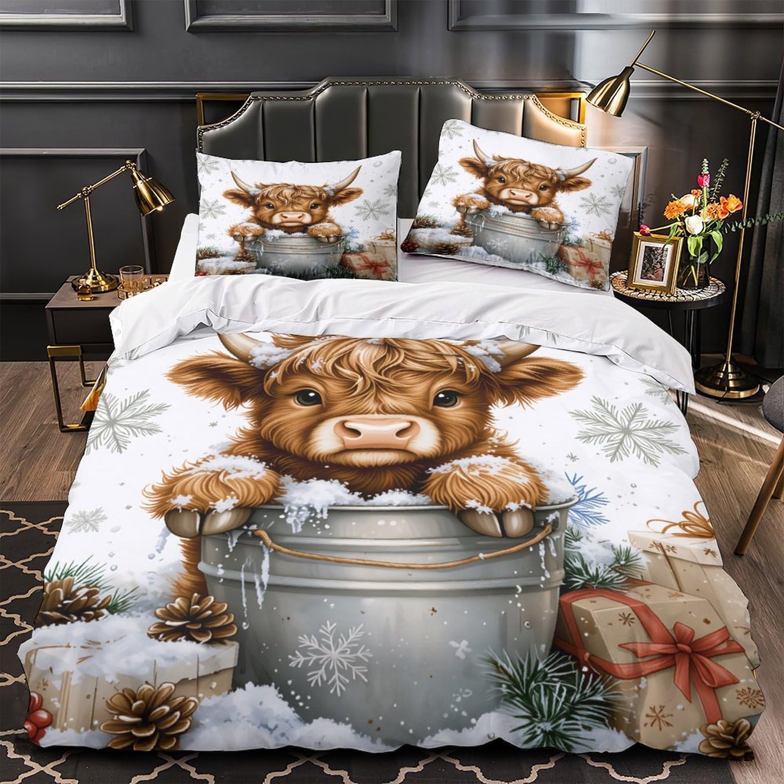 Housse de couette effet super douce parure de lit microfibre résistante