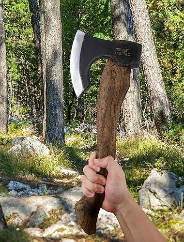 Miniatura 4 de The Berserker - Hacha de camping - Hacha de bushcraft para tallado de madera - Hacha de mano de 15.7 pulgadas con funda de cuero