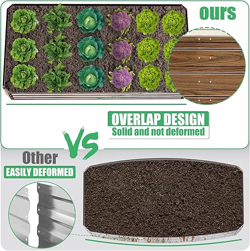 Miniatura 7 de SnugNiture Cama de jardín elevada galvanizada de 8 x 4 x 2 pies, para exteriores, caja de metal grande, kit de acero para verduras, flores, hierbas