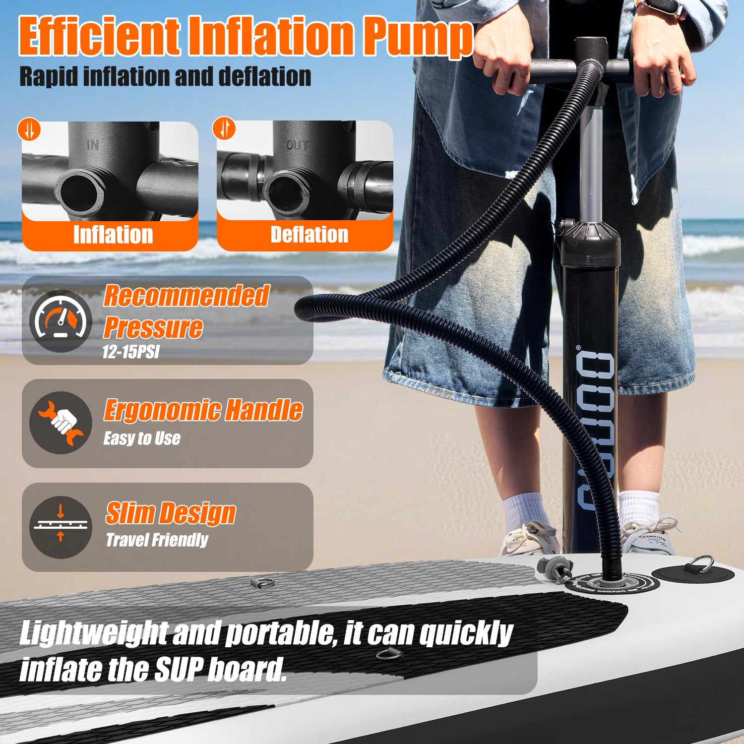 Deska SUP Stand Up Paddling Board, 300 cm, 325 cm, nadmuchiwana deska do wiosła stojącego, nośność do 150 kg, kompletne akcesoria z wiosłem, płetwami, pompką