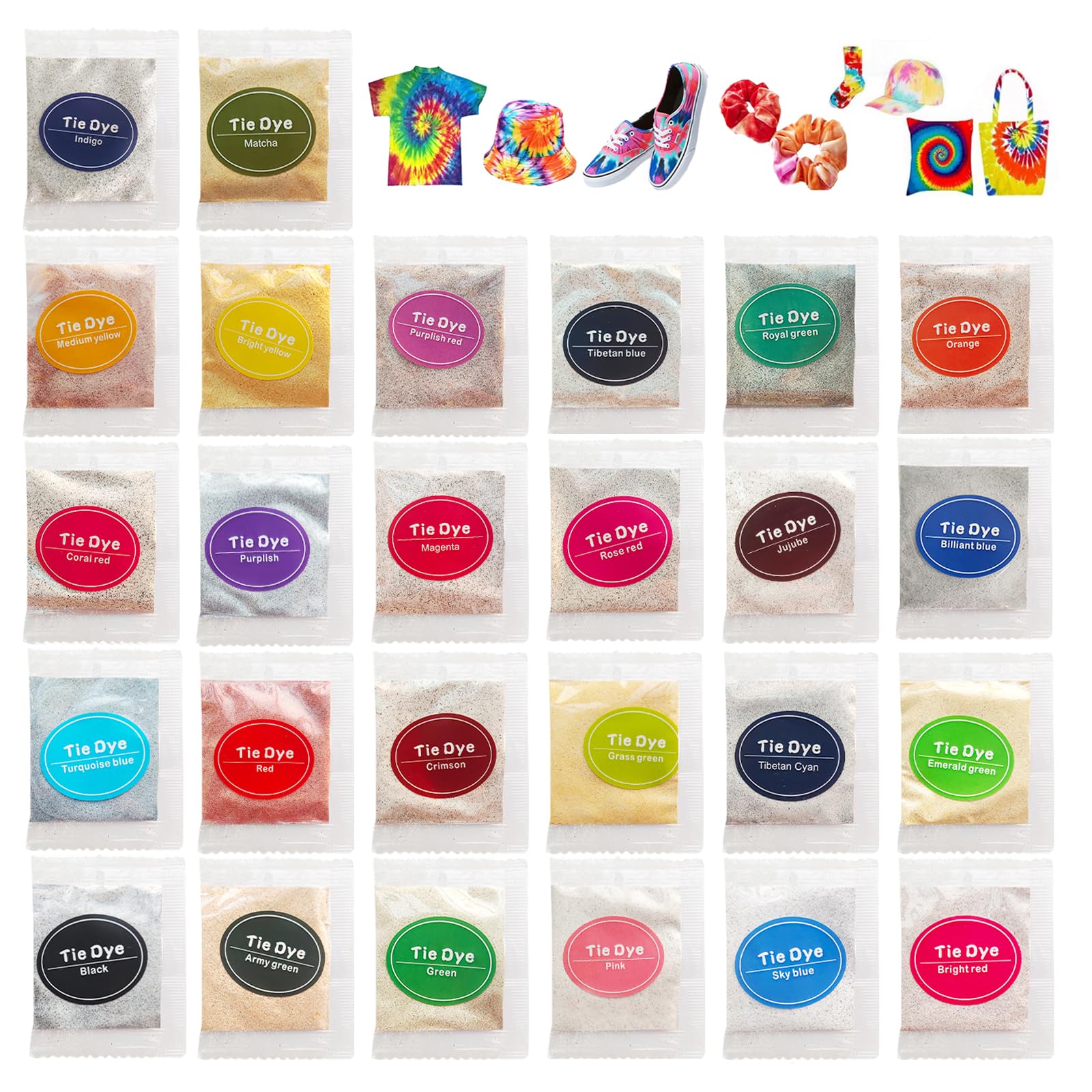 26 Colors Tie Dye Powder, Rainbow Tie Dye Powder Fabric Dye for Tie Dying, Tie Dye Kits DIY Coloring Party Supplies Suitable for Children Adult (26 Colors)