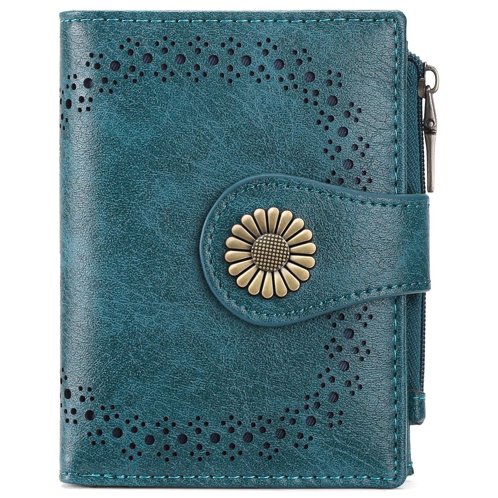 SENDEFN Women's Bifold RFID Blocking Leather Wallet - Compact Design with Zipper Coin Pocket for Travel