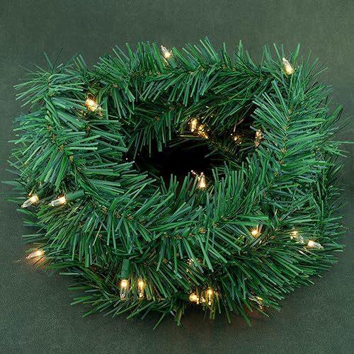 Miniatura 9 de YULETIME Guirnalda de Navidad de 24 pies con 50 luces multicolor, guirnalda artificial iluminada con tira de luces enchufables con certificación UL