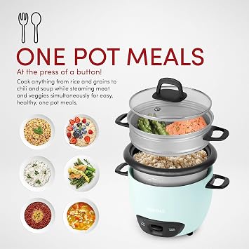AROMA 6-Cup (Cooked) / 1.5Qt. Rice & Grain Cooker (ARC-743-1NGBL), Light Blue