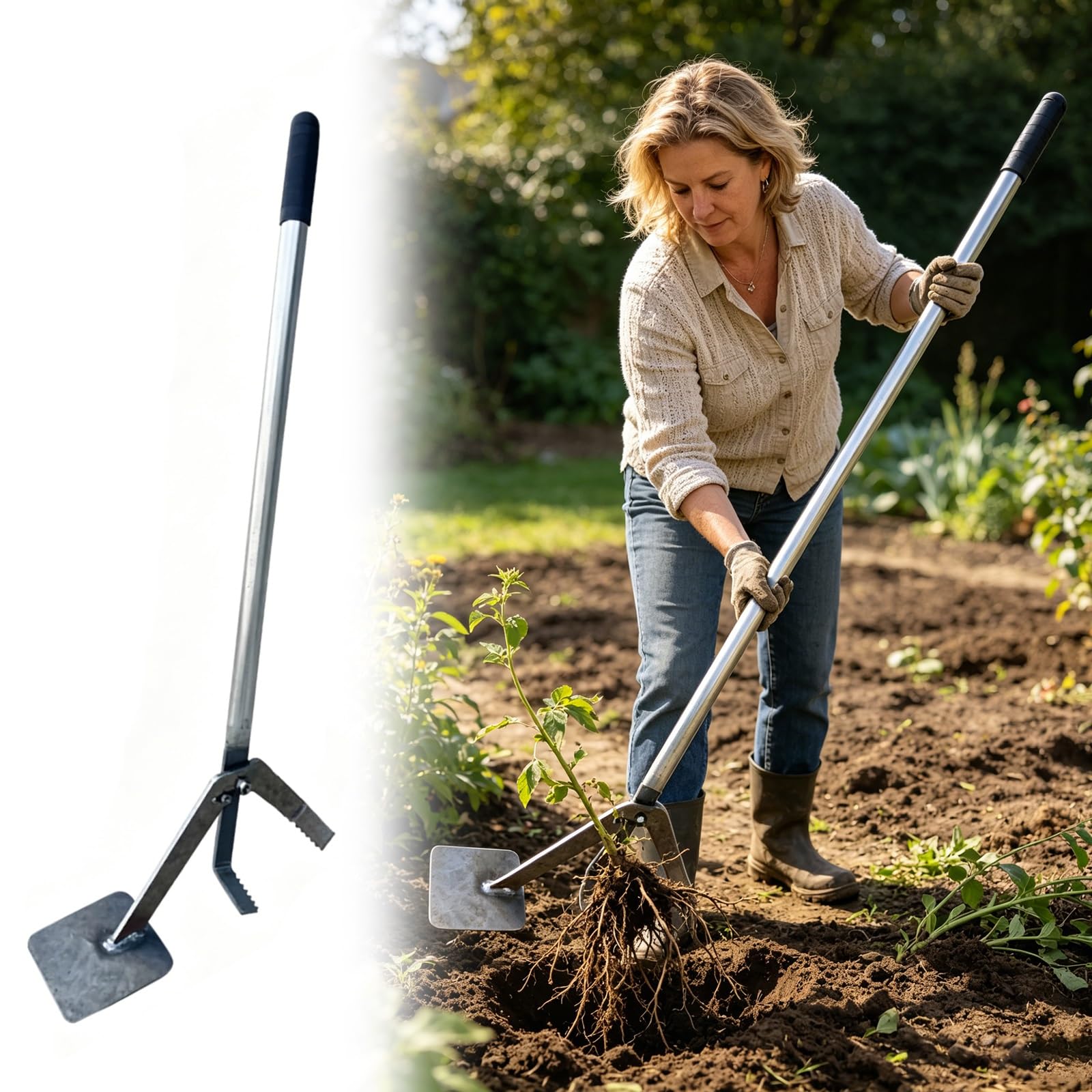 Chzffd One Color Fast Tree Stump Puller, Garden/Municipal Roads/Farms Manual Post Extractor Tool For Clearing And Removal, Controlled Fencing Tools With Steel Plate(52In (132Cm))