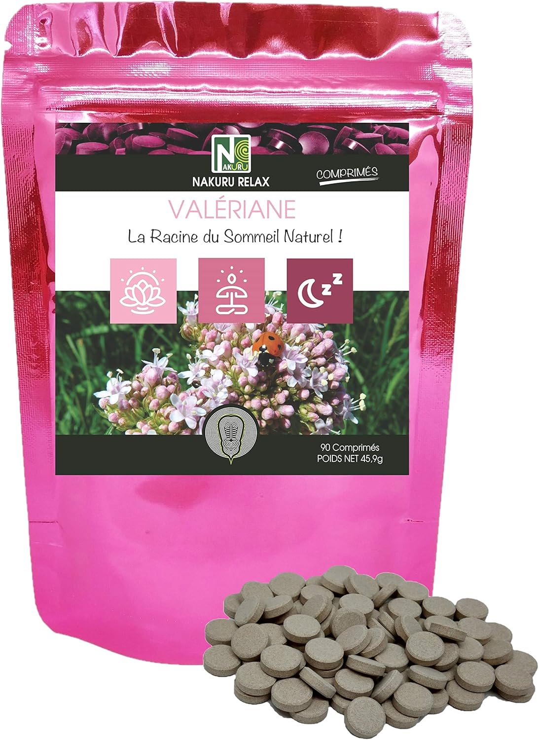 NAKURU | Valerian | NAKURU Relax | Made in France | “La Root du Sommeil Naturel!” (90 Tablets of 510mg / Net Weight: 46g)
