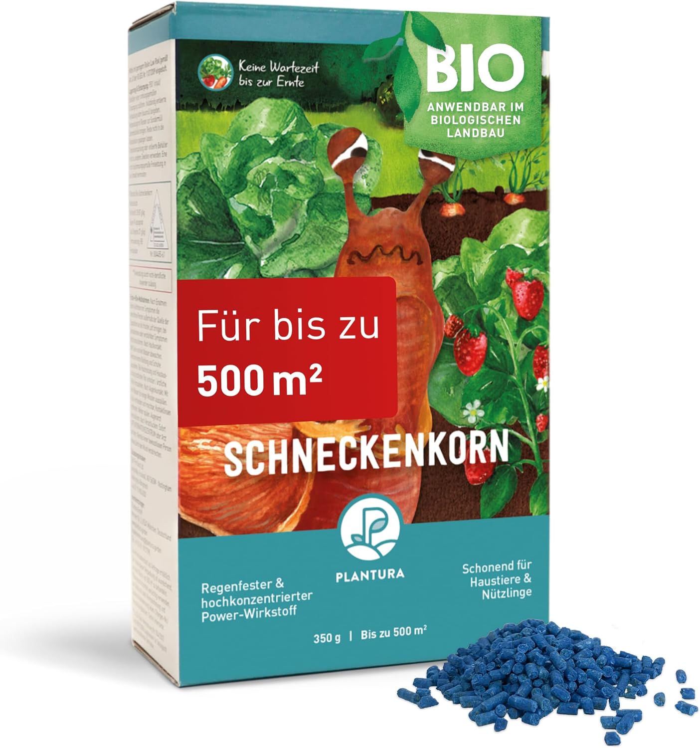 Plantura Organic Snail Grain, Rainproof Power Active Ingredient, Highly Effective Snail Control on Fruit, Vegetables & Ornamental Plants, Gentle on Pets, Value Pack: 350 g for 500 m²