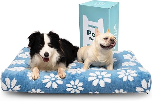 Miniatura 10 de Camas para Perros Grandes, Linda Cama Gruesa para Perros para Jaula Perrera, Cama Mullida para Mascotas con Funda Extraíble Lavable y Fondo