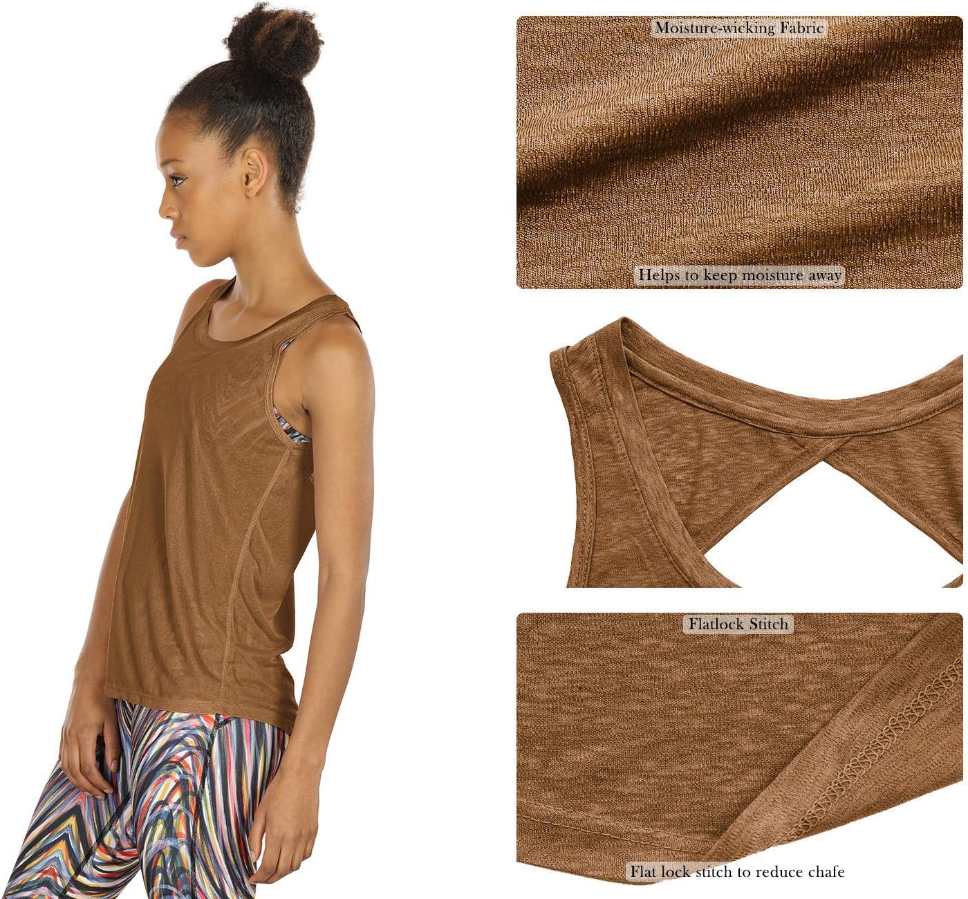 icyzone Women's Lightweight Breathable Open Back Workout Athletic Yoga Tank Tops - Image 7