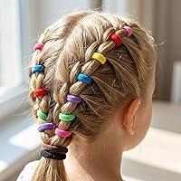 Vista 3 de 500 ligas para el cabello de bebé y niña, bandas elásticas para el cabello para niñas, 23 colores de algodón de caramelo, accesorios para el cabello