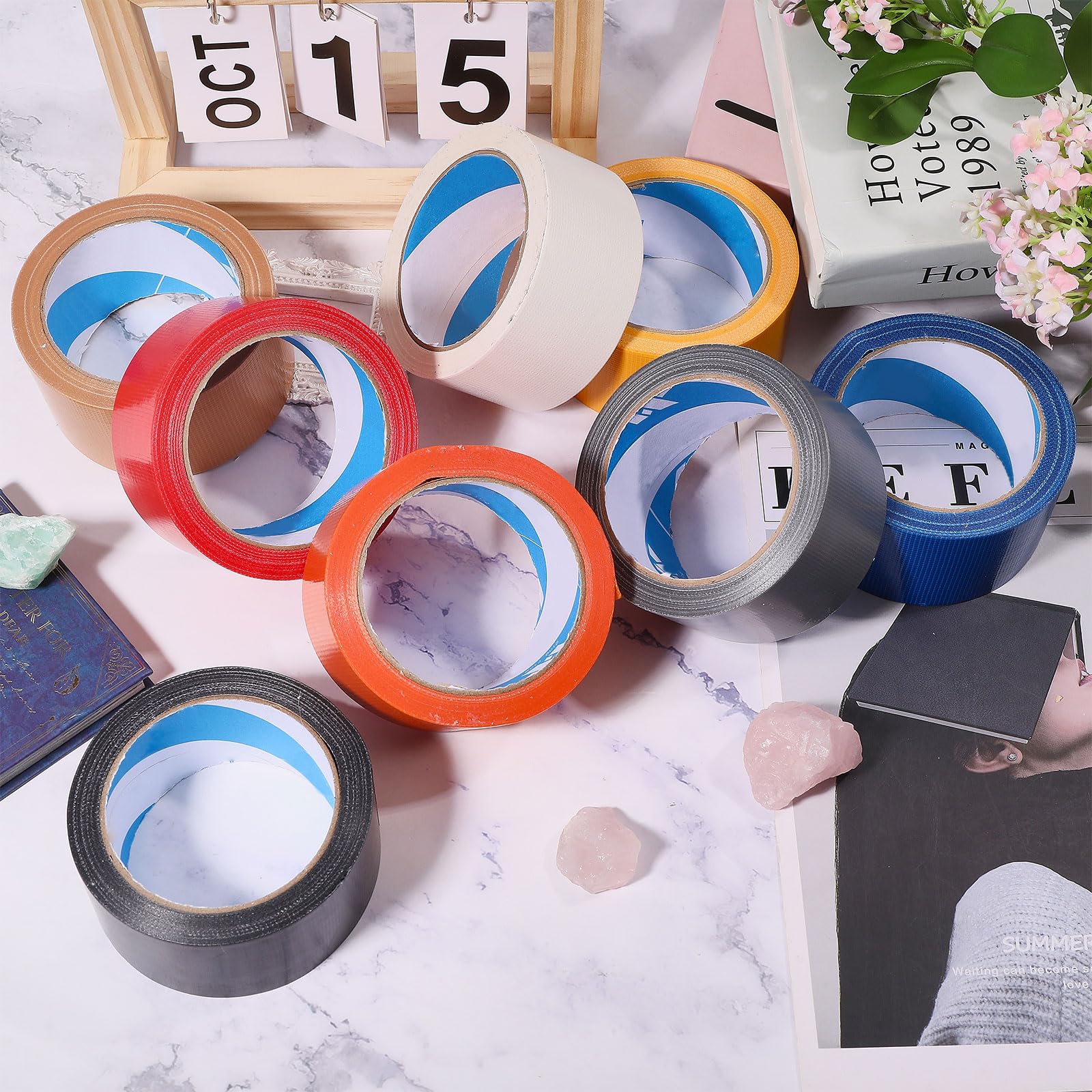 8 rotoli di nastro adesivo color arcobaleno 22 metri × 2 pollici nastro adesivo colorato impermeabile strappabile a mano nastro ad alte prestazioni per imballaggi, home office, progetti fai