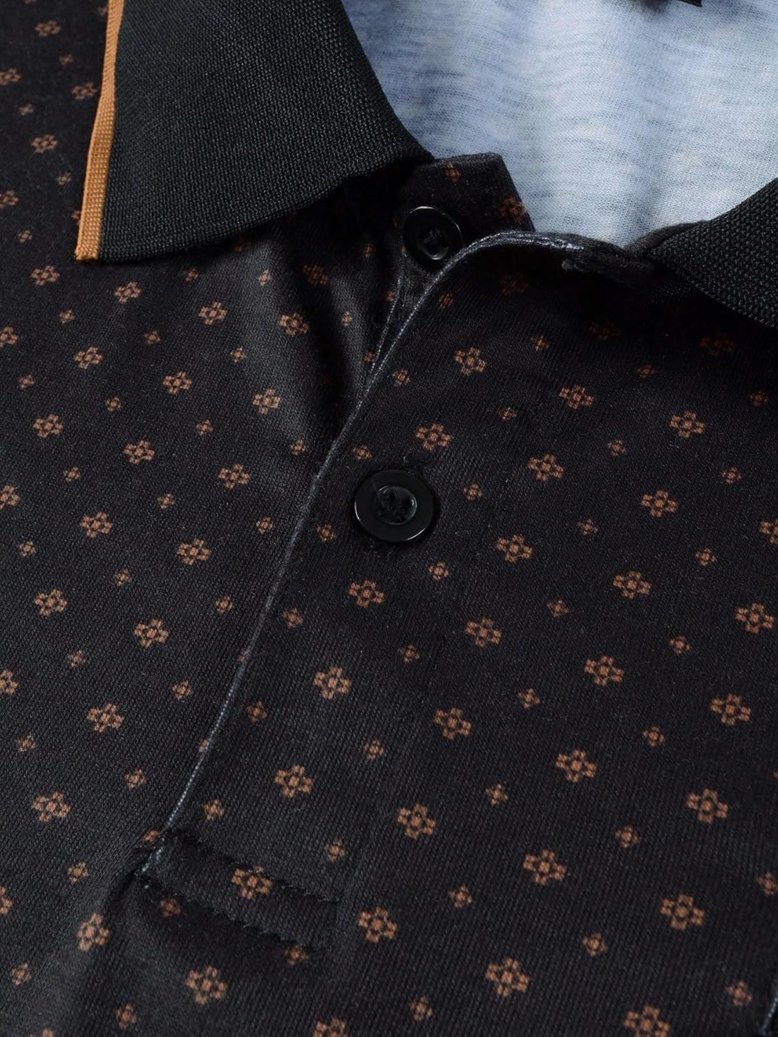 WDIRARA Men's Golf Polo Shirts Button Front Allover Print Tennis Shirts Collared Neck Casual Work T-Shirt - Image 2