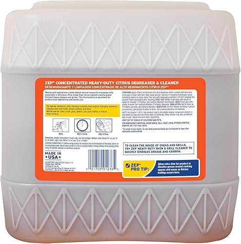 Miniatura 2 de Zep ZUCIT3G - Desengrasante cítrico de alta resistencia - 3.5 galones (1 cubo) - Limpiador y desengrasante de fuerza profesional, fórmula