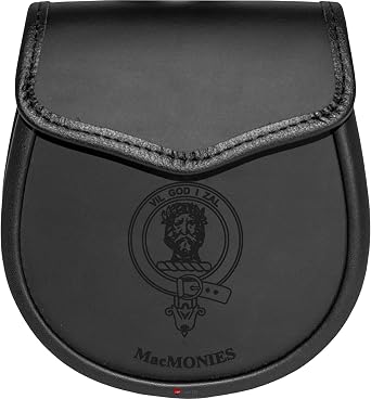 MacMonies Leather Day Sporran Scottish Clan Crest