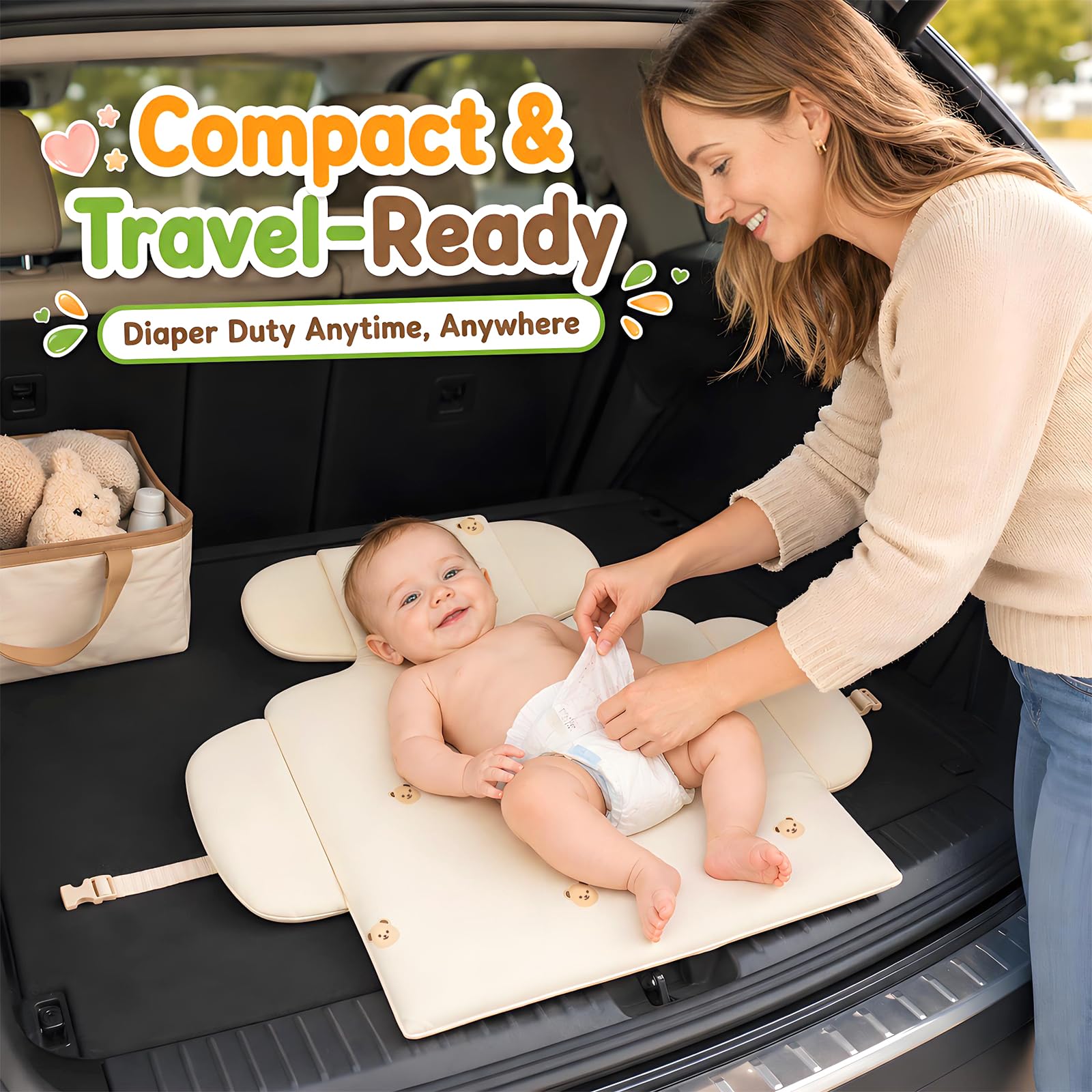 Cambiador de pañales portátil para coche, cambiador inteligente para bebé y cambiador de pañales de viaje, para recién nacidos, estación de cambio de viaje para bebé
