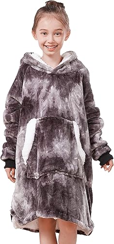 Pawque Manta con capucha para niños, sudadera de gran tamaño con microfibra súper cálida y Sherpa, suave y esponjosa con bolsillo gigante, talla