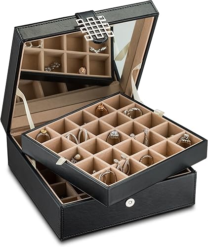 Caja organizadora clásica con 50 compartimientos para joyería para aretes anillos brazaletes o collares