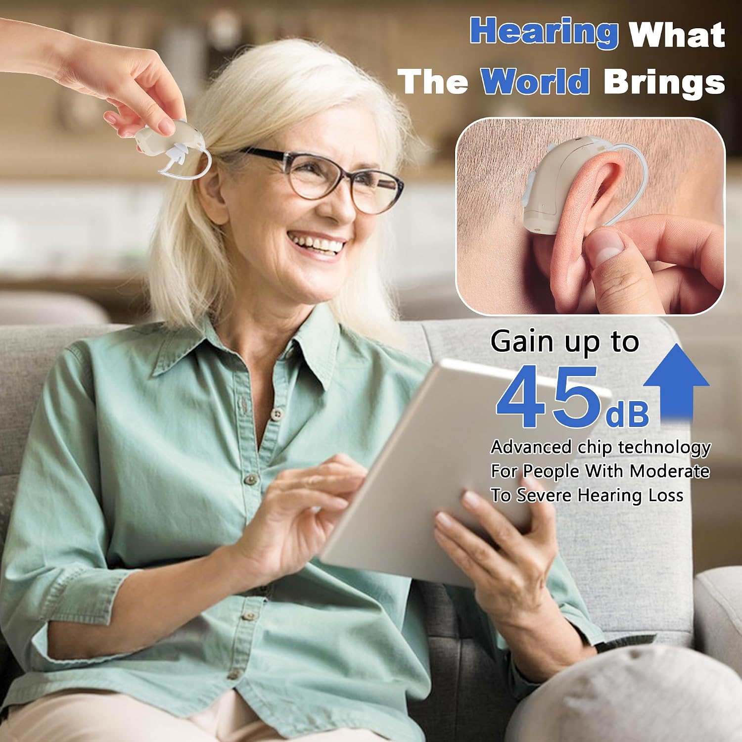 Hearing Aids OTC Hearing Aids for Seniors With Noise Cancellation Hearing Amplifiers For The Moderate To Severe Hearing Loss Simple to Operate and Hear Clear Sound