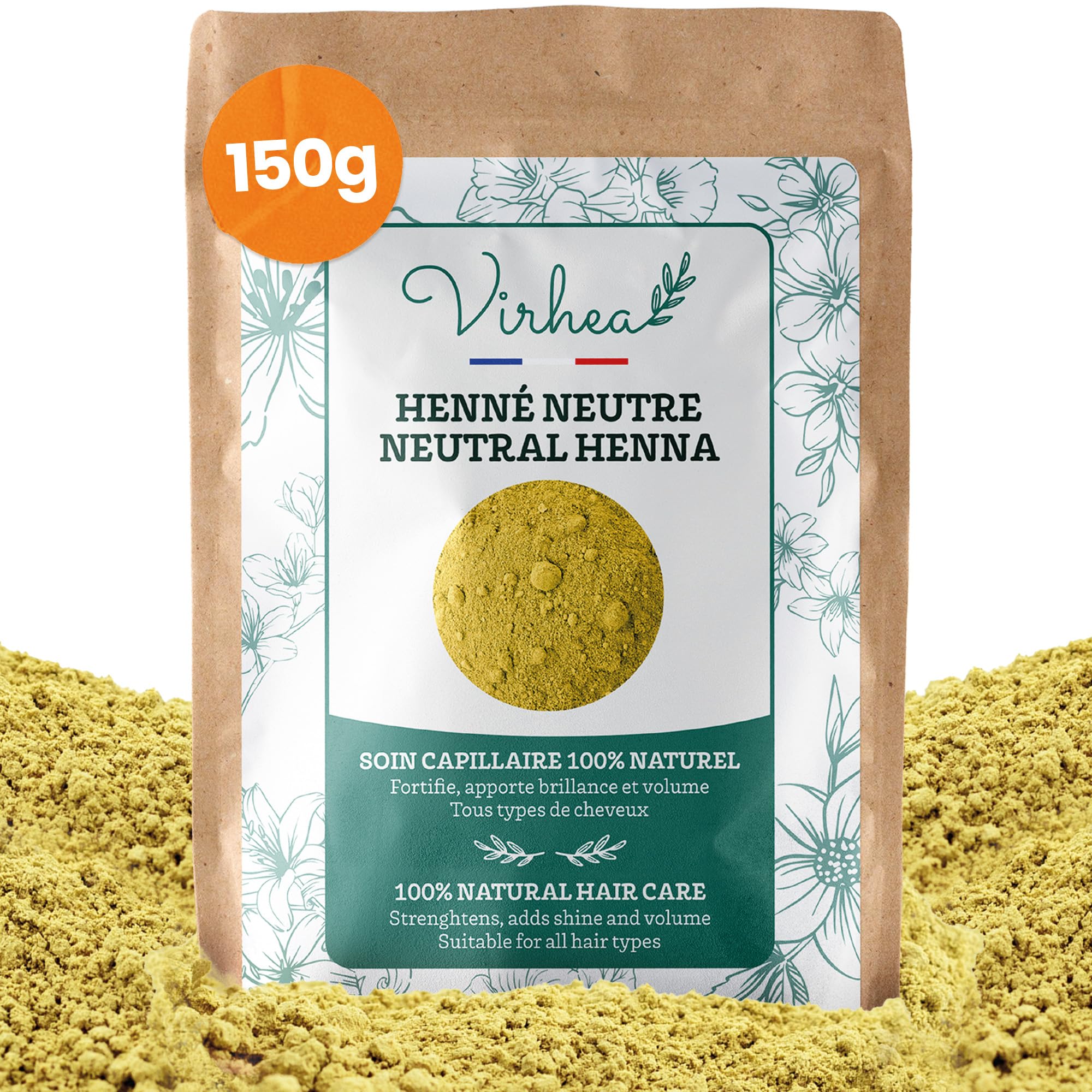 Neutralna Henna 150g (bezbarwna) sprawia, że włosy są bardziej błyszczące i mocne - przeciw wszom i łupieżowi | Maska i peeling do ciała i twarzy - 100% naturalny