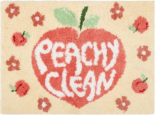 Timgle Peachy Clean - Alfombra de baño de color durazno, antideslizante, suave, absorbente de agua, bonita, alfombra de baño estética, bonita