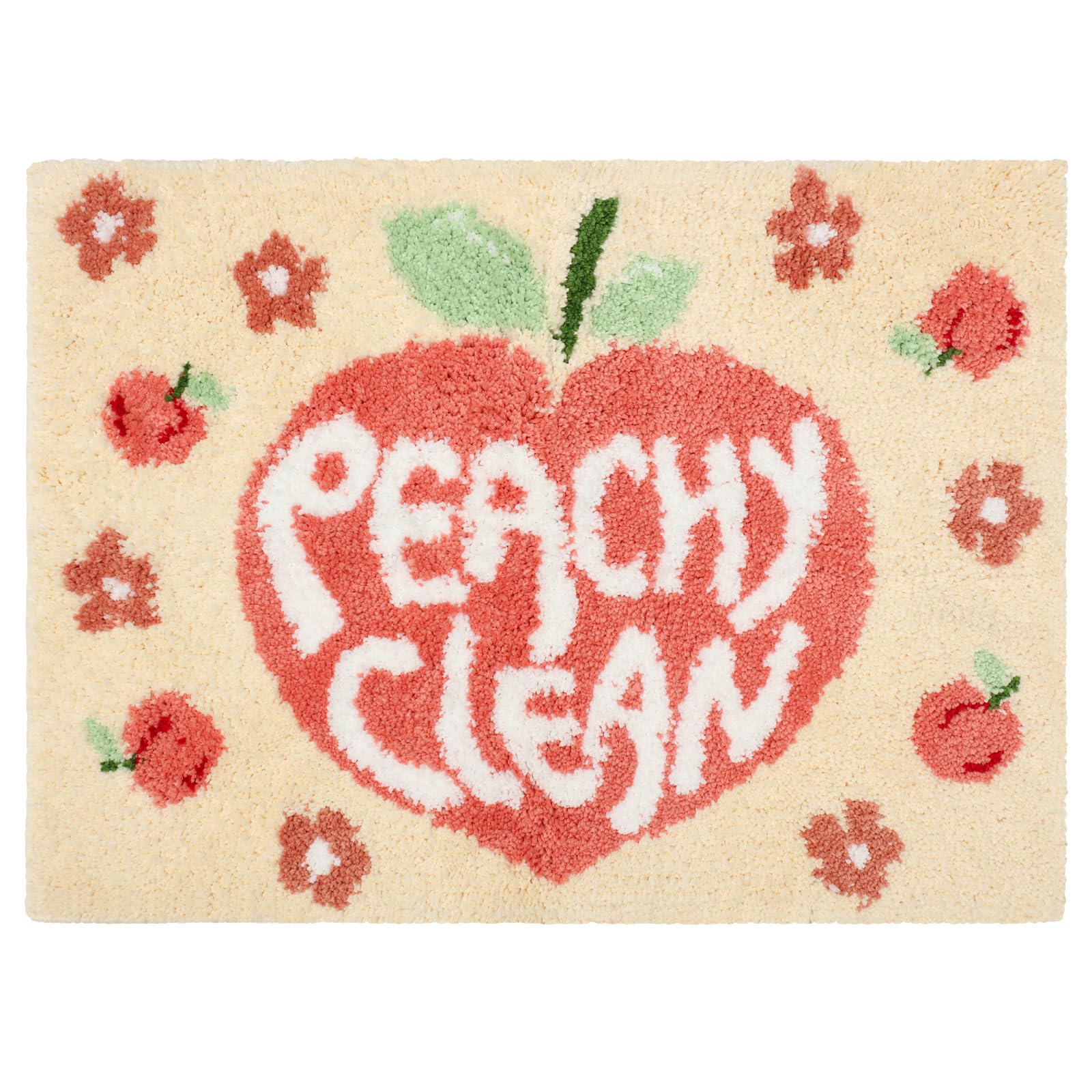 Timgle Peachy Clean Bath Mat Peach Bathroom Decor Non Slip Soft Water Absorbent Cute Bathroom Rugs Aesthetic Cute Bathmat Machine Washable for Home