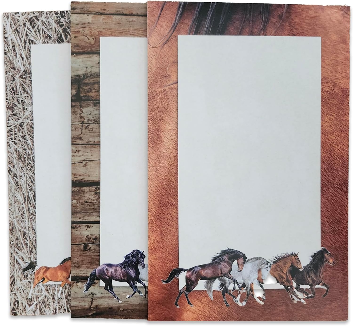 Running Horses Notepads in Full Color - 3 Pack - Equestrian Stationary Gift - 5.5"x8.5" Writing Pad