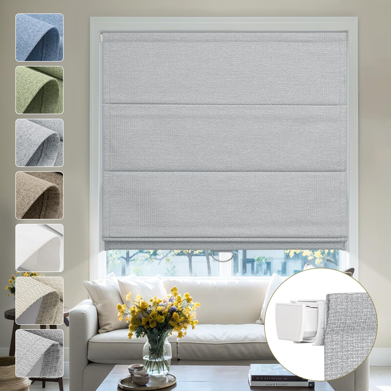 Amazon.com: Moonice No Tools No Drill Roman Shades for Windows