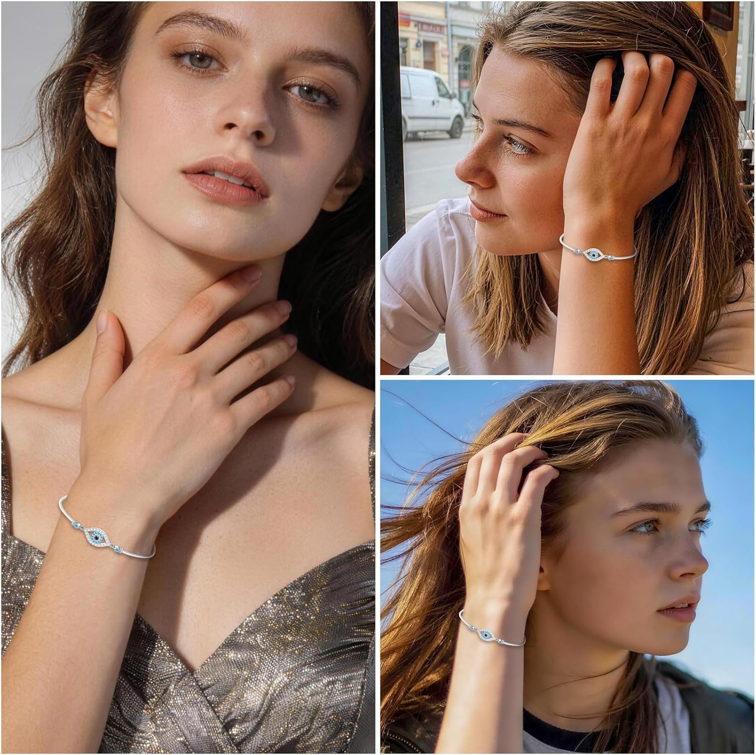 Evil Eye Bracelets Greek Blue Evil Eye Bracelet for Women Bangle 925 Sterling Silver Jewelry Protection Amulet Charm Turkish - Image 4