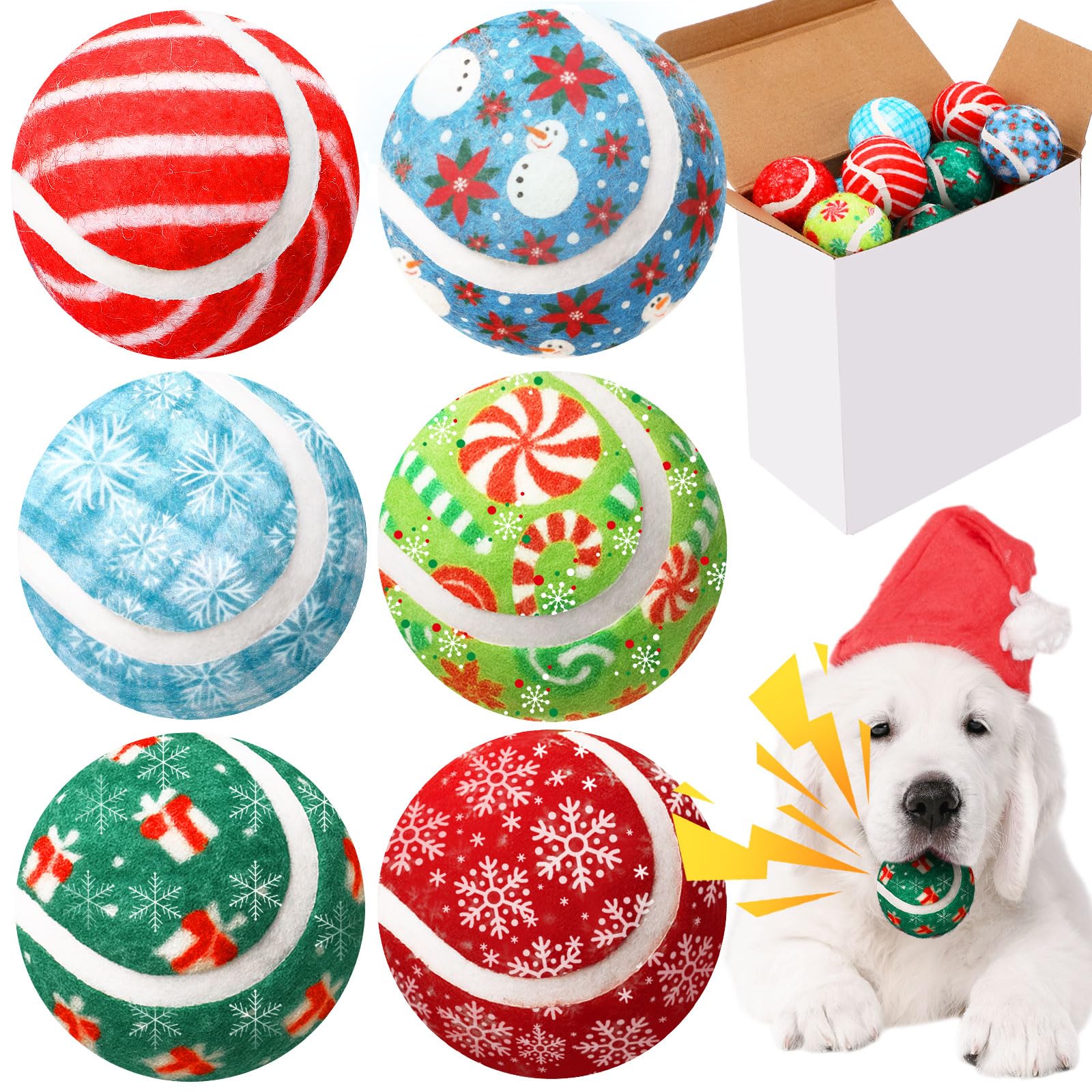 Sosation 6 Pack Dog Toys Bulk, 2 Inch Small Squeaky Tennis Balls