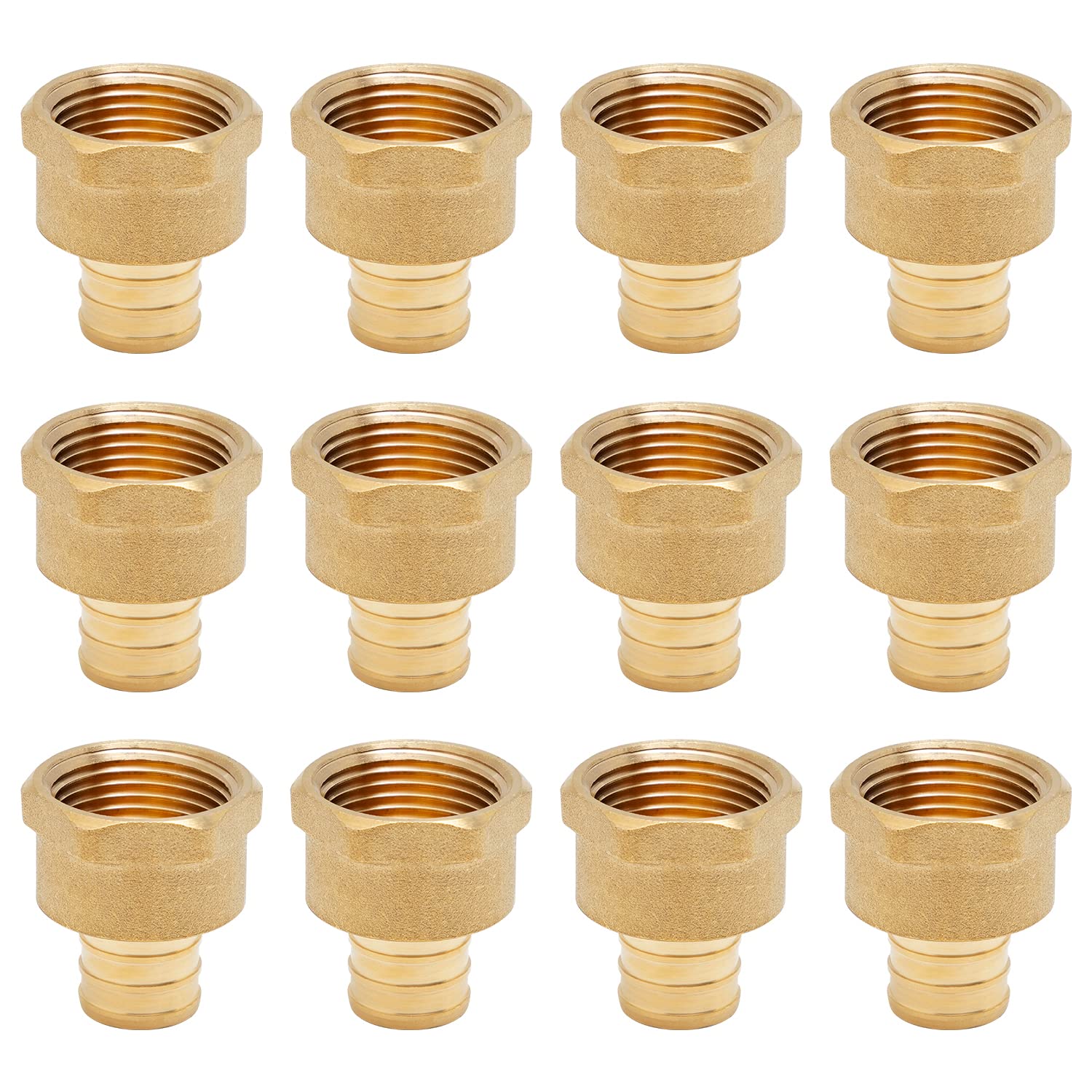 SUNGATOR PEX 3/4" x 3/4" NPT adapter z gwintem żeńskim Złączka zaciskowa (12-pak), mosiądz bezołowiowy