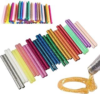 East Leaf グルーガン スティック 7mm×100mm 【ラメ入り15色 75本】 ミニ用 カラー グルー 工作 手芸 デコ ホットボンド