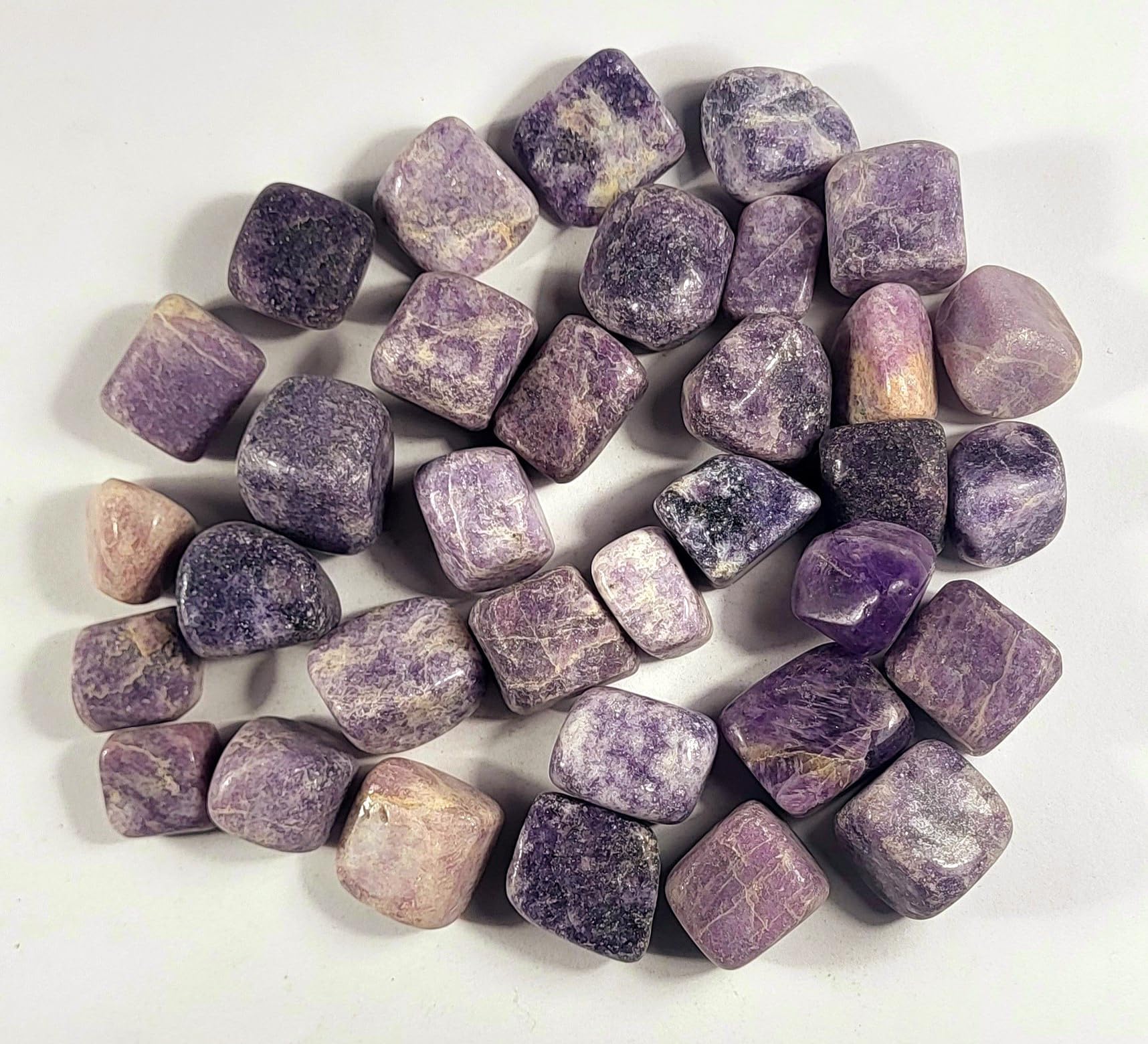200g (7oz) Purple Lepidolite Tumble Stone Pebbles Polished Natural Lithia Mica Flower Sugilite Gemstone Crystal Mineral Decor Specimen - Brazil
